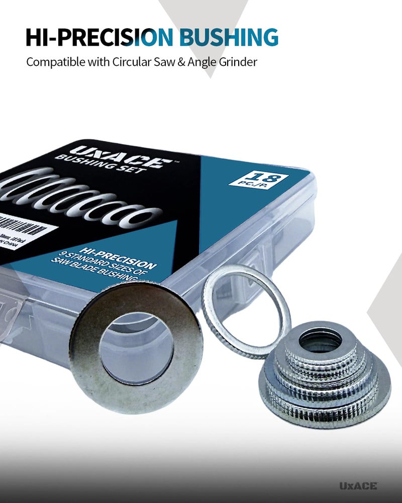 UXACE Saw Blade Bushing Set, Adapter Ring Kit, Arbor Spacer Combination, Reduction Ring Bundle, 9 General Sizes for Circular Saw Blade, Diamond Blade on Circular Saw, Angle Grinder, 18 Pack - Image 3